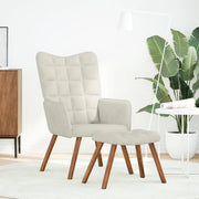 Divano Sedia-Poltrona Relax con Sgabello in Velluto Crema