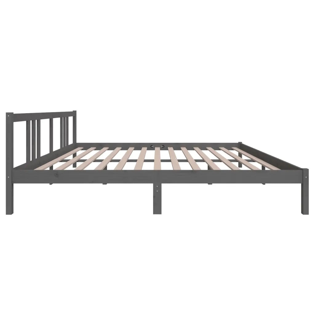Letto matrimoniale | Letto per adulti | Giroletto Grigio in Legno Massello 200x200 cm