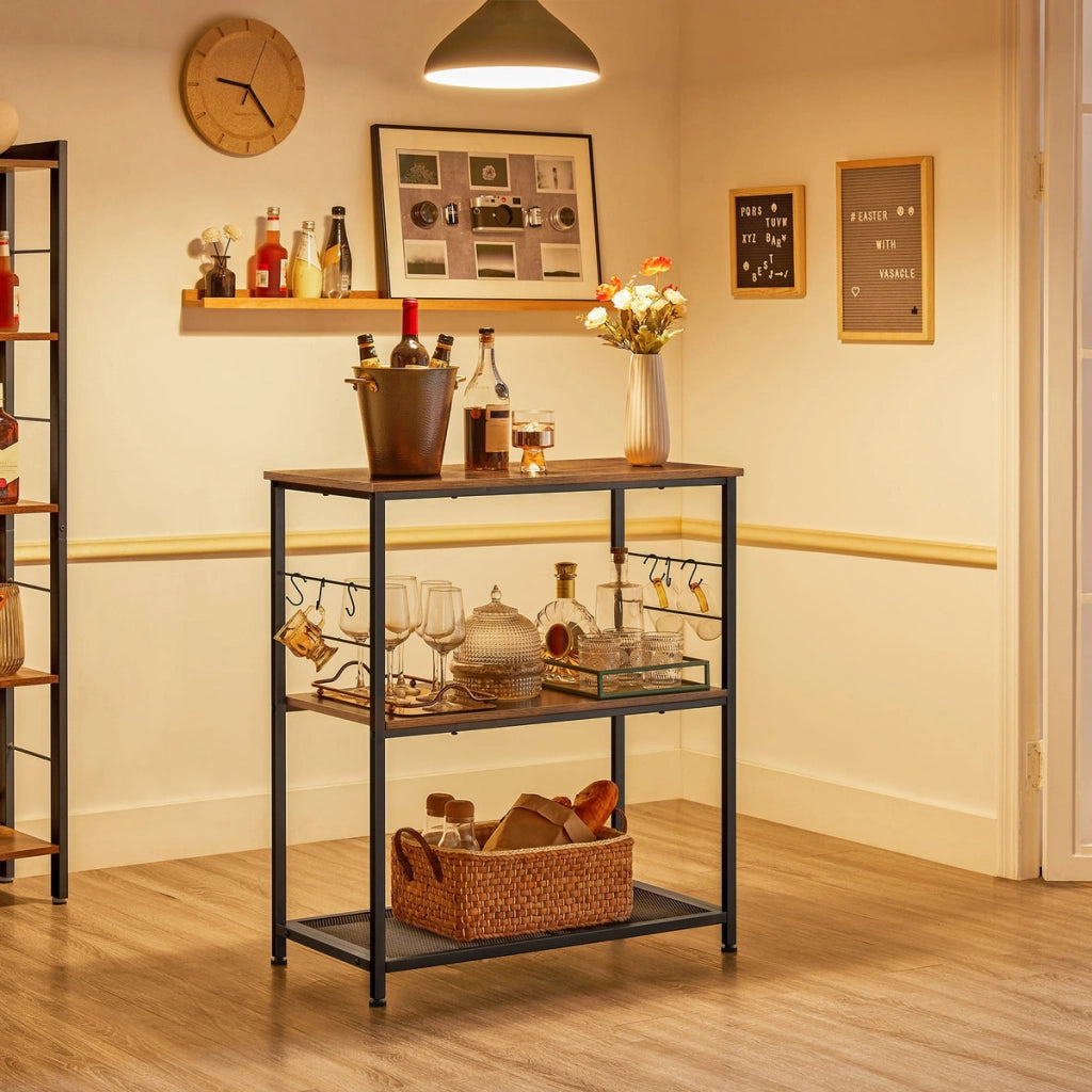 Isola da cucina Loft in legno rustico e acciaio nero
