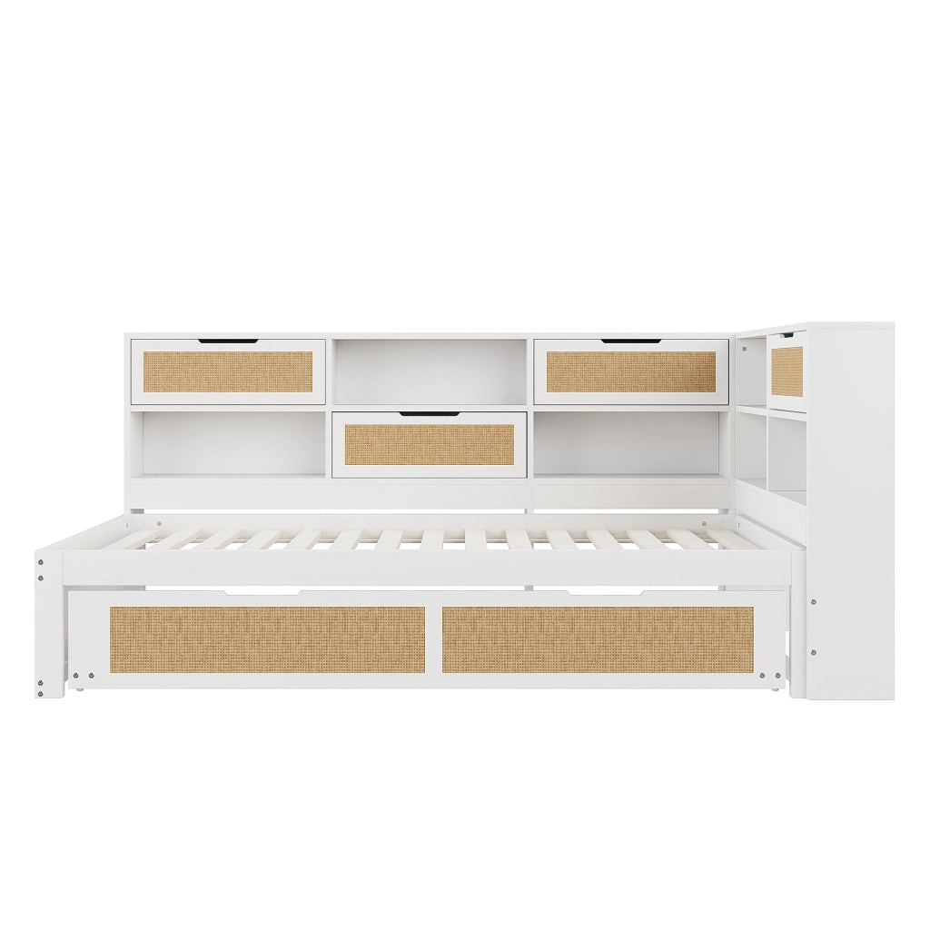 LETTO Multifunzionale 90x200 cm con letto estraibile, legno, bianco