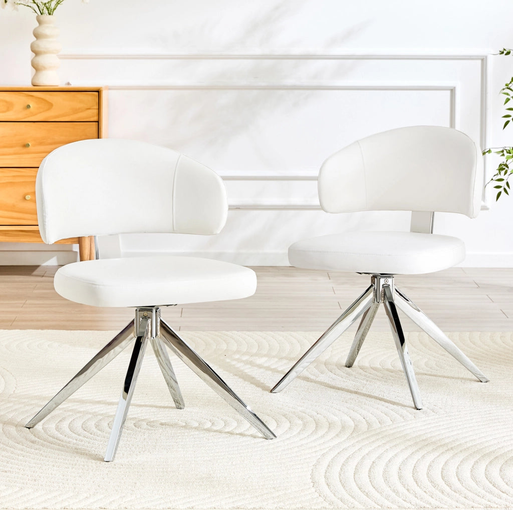 Set di 2 sedie da pranzo 45x50,5x77 cm in PU bianco girevoli -