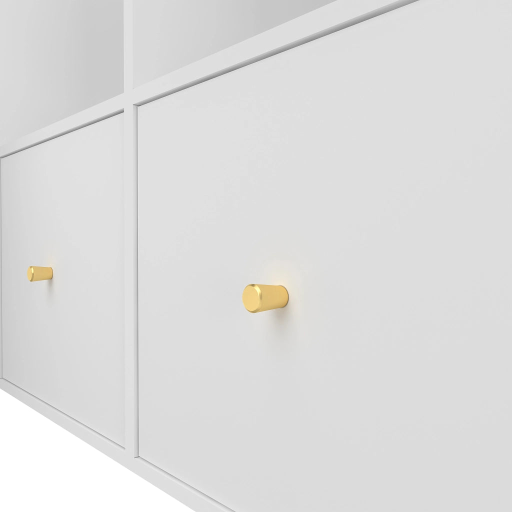 Scrivania angolare girevole a 360° con 4 cassetti e 4 vani contenitore, per ufficio e cameretta, in MDF bianco
