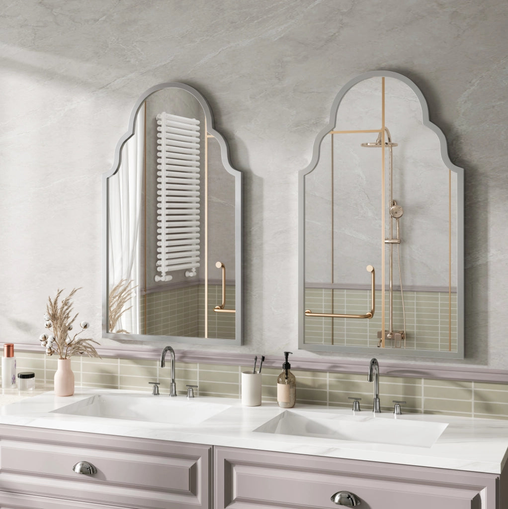 Specchio rettangolare da parete 61x101 cm con cornice in ferro argentato