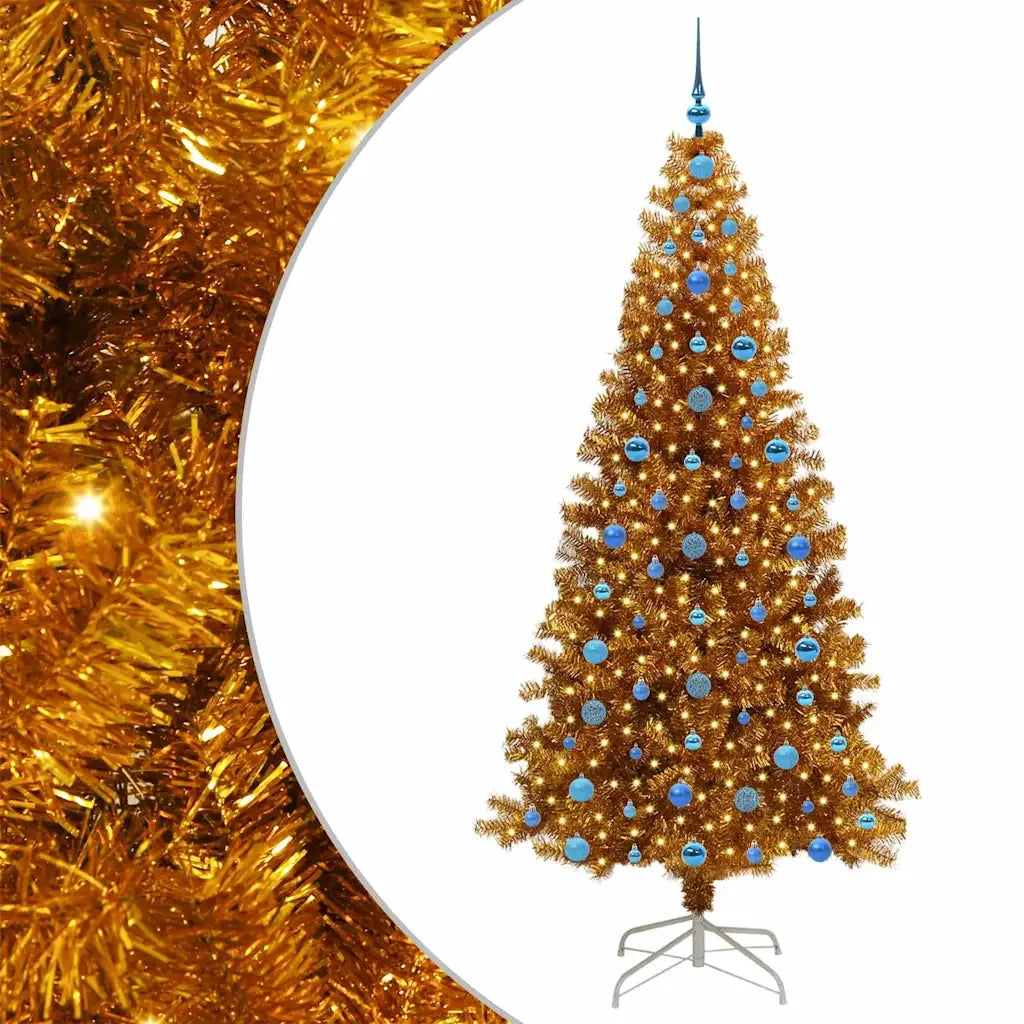 Albero di Natale con 300 LED con supporto Oro 210 cm PET 3396641