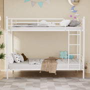 Letto a castello 90 × 190 cm 2 posti con scala e barriera anticaduta, senza materasso, acciaio bianco