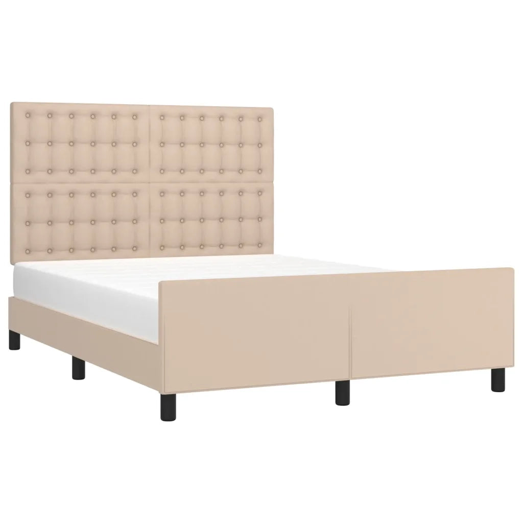 Letto matrimoniale | Letto per adulti | Giroletto con Testiera Cappuccino 140x190 cm in Similpelle