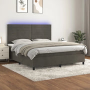 Letto a Molle con Materasso e LED Grigio Scuro 180x200 cm 3136198
