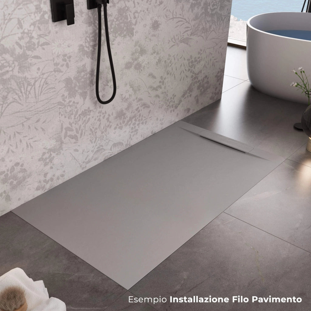 Piatto Doccia in Pietra 90x120 cm Bonussi Ardesia Calcutta Grigio Chiaro