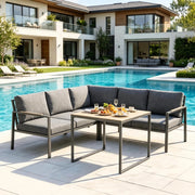 Set divani da giardino ¨C Minimal ¨C polyrattan grigio 3 posti con cuscini