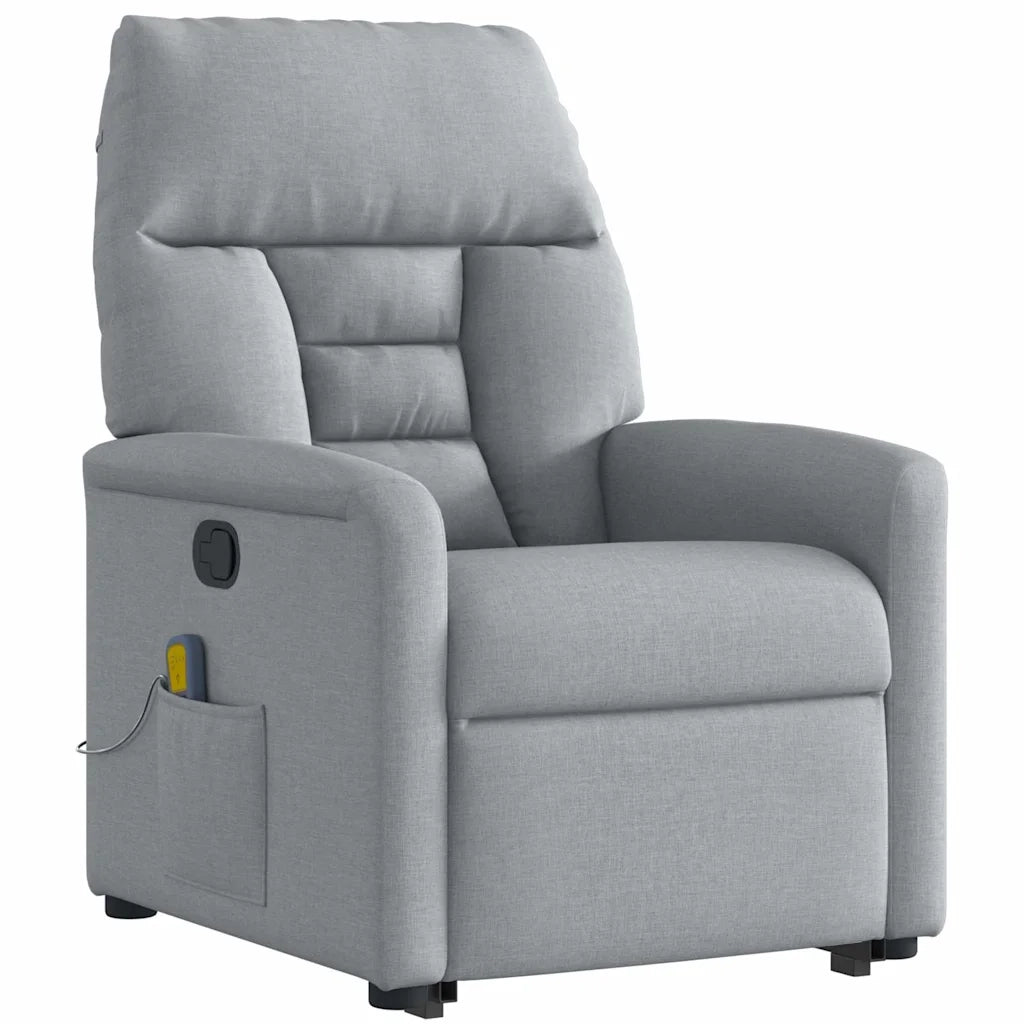 Poltrona Alzapersona Massaggi Reclinabile Grigio Chiaro Tessuto 3303042