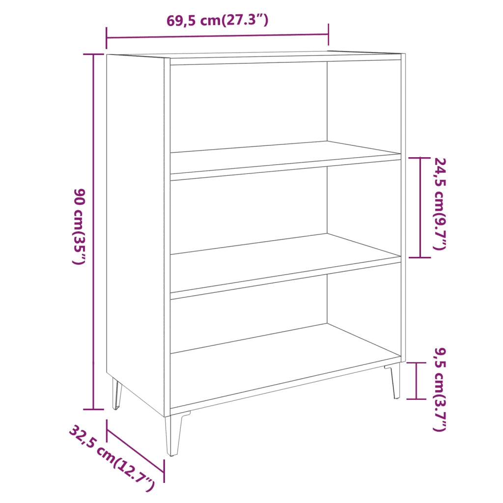 Credenza | Madia | Buffet da pranzo | Armadio da pranzo Bianca 69,5x32,5x90 cm in Legno Multistrato