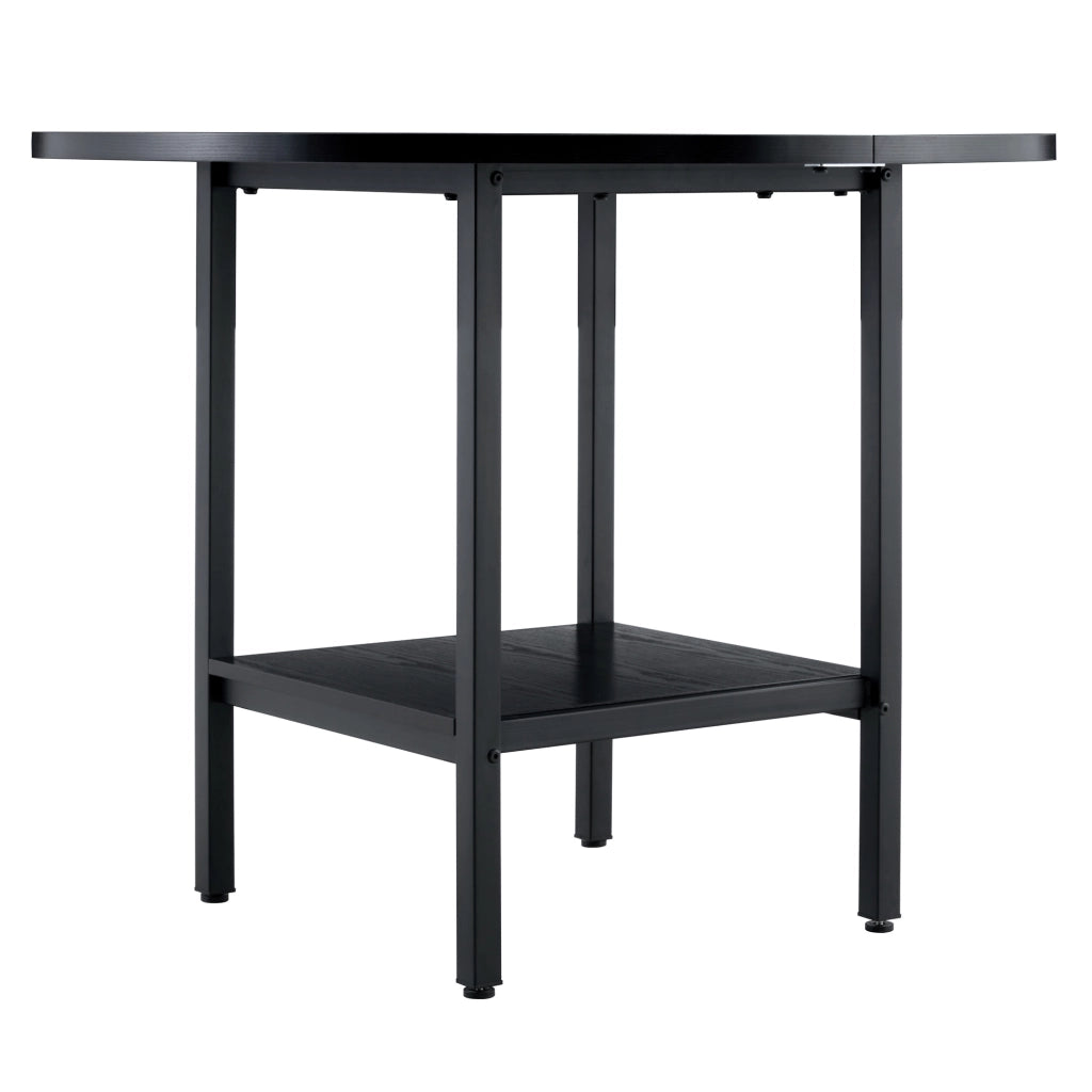 Tavolo rotondo da pranzo con ripiano portaoggetti 100 cm nero in MDF e metallo per 4-6 persone