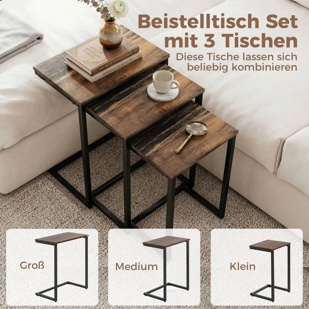 Set Tavolino da Caff¨¨ Industrial ¨C zephmum ¨C marrone+nero 45x30x60 cm