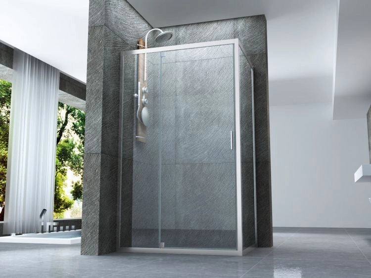 Box doccia Cristallo 6 mm 2 lati - Fisso piu' porta semi battente Trasparente - Misura: 70 x 140 x H190 cm