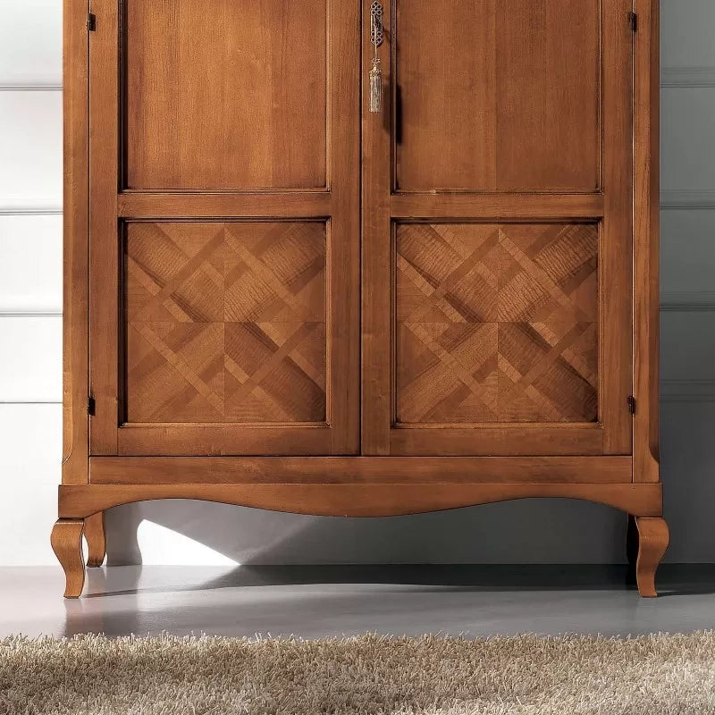 Armadio classico 2 porte intarsiate legno bassano 126x62x207 - Mobili 2G