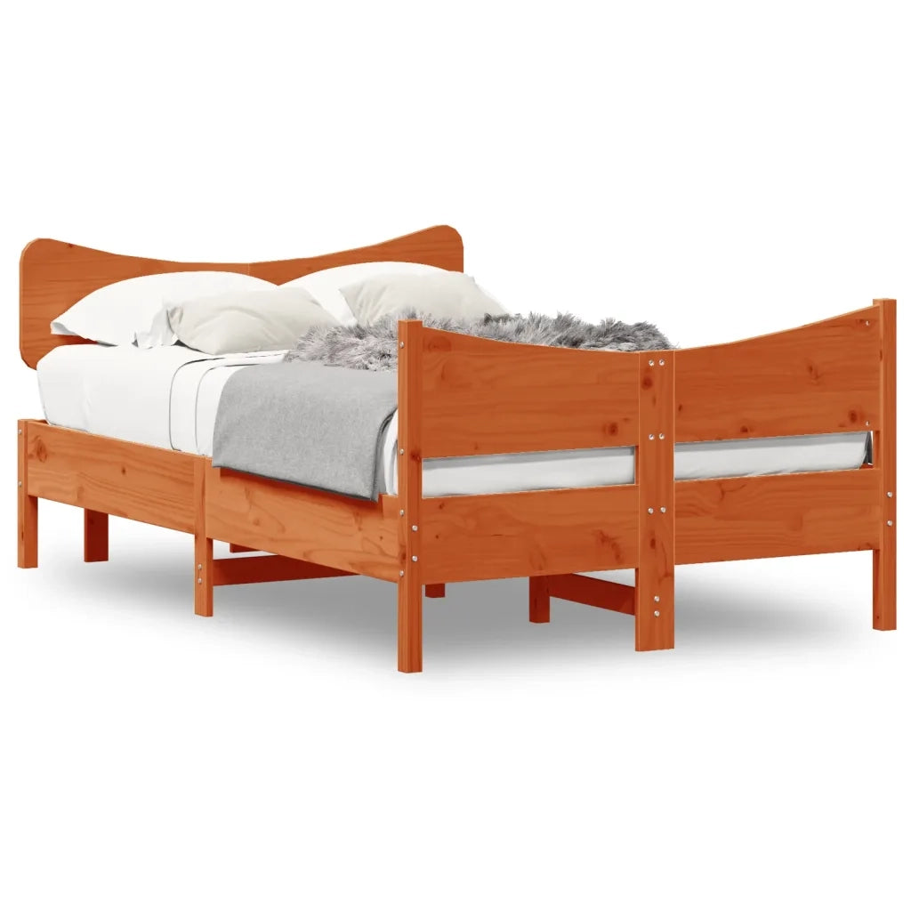 Letto senza Materasso-Struttura Letto Marrone Cera 120x190 cm in Legno di Pino 620974