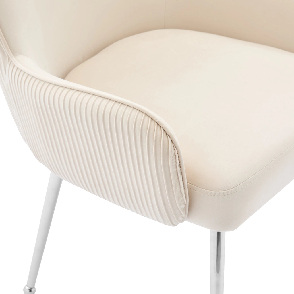 SEDIA in velluto beige Set da 4 pezzi con braccioli e supporto lombare