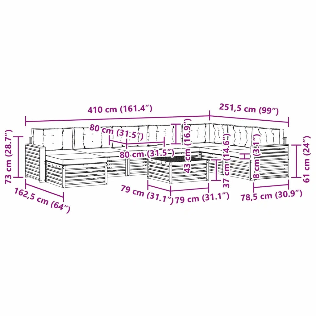 Set di divani da esterno 9 pz Bianco e Beige 3391013