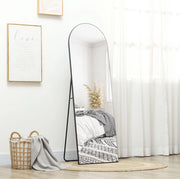 Specchio da terra ad arco 150x50 cm nero con supporto