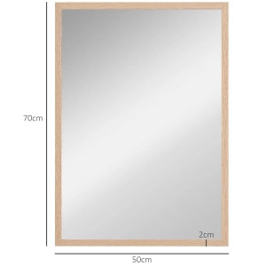 SPECCHIO DA PARETE DECORATIVO 50 x 70 cm MDF Legno Naturale 4 ganci