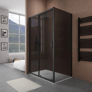 Box doccia 110x80 cm  scorrevole vetro 6mm fumè profili nero opaco h185 | Tonga