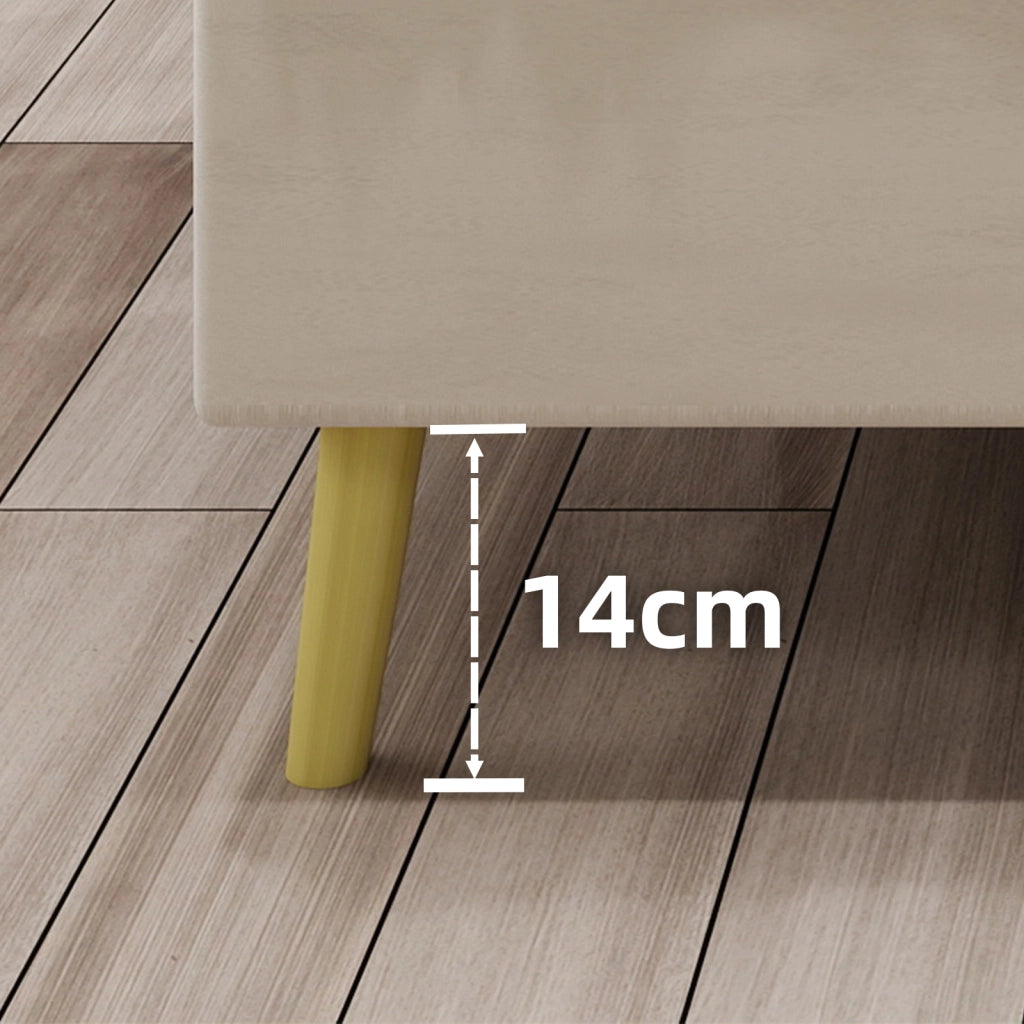 Letto contenitore per bambini 90 × 200 cm con vano sollevabile pneumatico, senza materasso, in tessuto beige