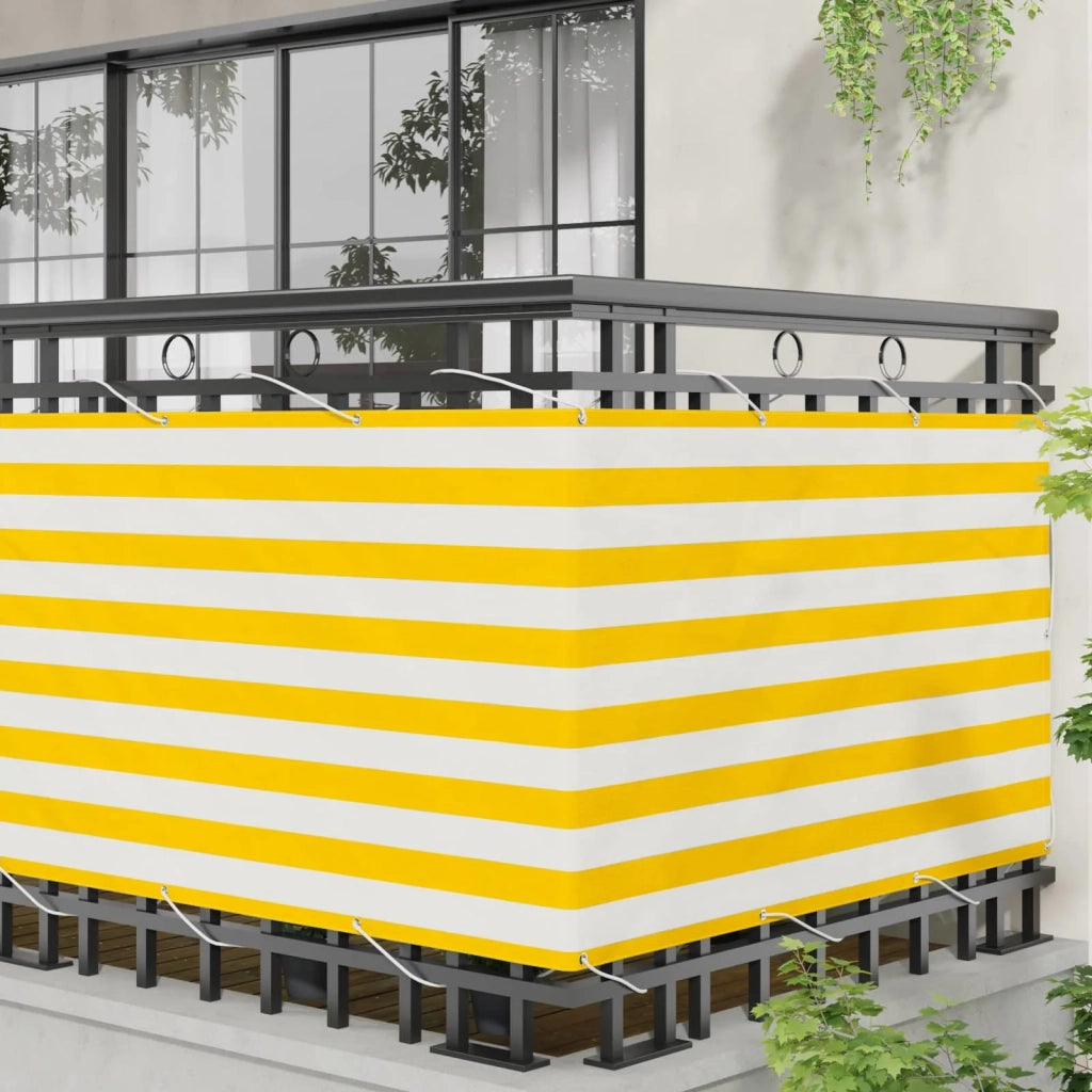 Schermo da balcone | Paravento da Balcone Giallo e Bianco 100 x 400 cm Tessuto Oxford