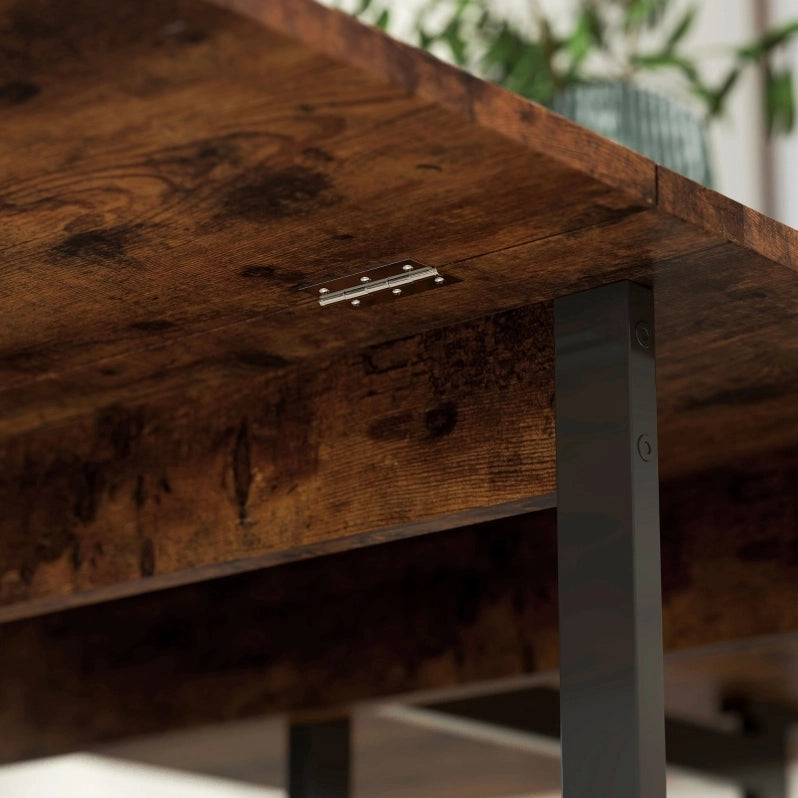 Tavolo da pranzo pieghevole rustico in melaminico 133,4x80x75 cm con 2 ripiani aperti, per 2-4 persone