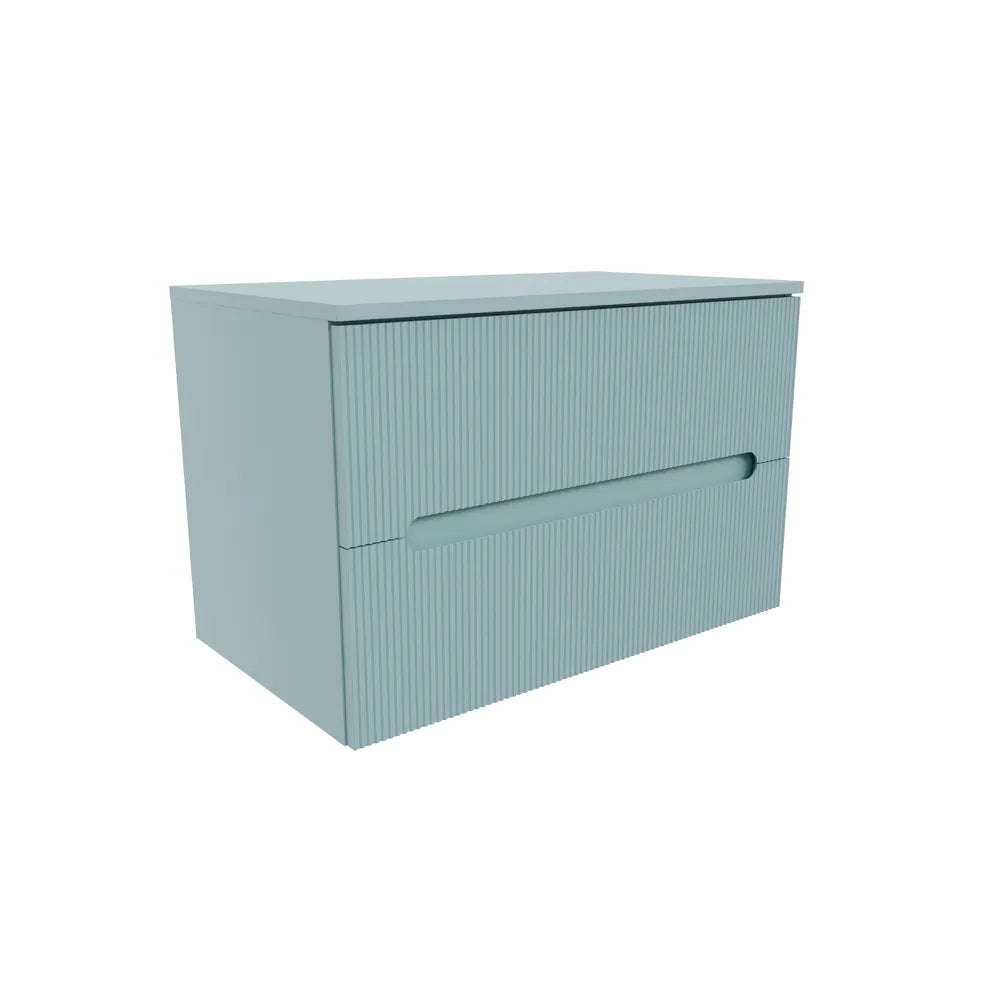 Mobile bagno sospeso 100cm due cassetti  carta da zucchero cannettato con top | Tigua