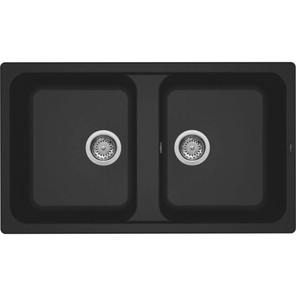 Lavello da incasso 2 vasche 86 x 50 cm finitura granitek nero 40 life 500 elleci lg245040