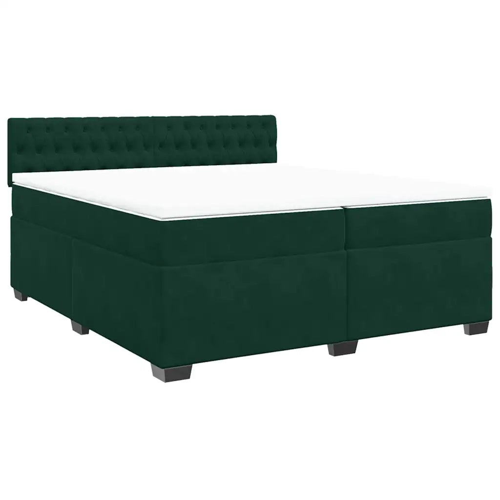 Giroletto a Molle con Materasso Verde Scuro 200x200 cm Velluto