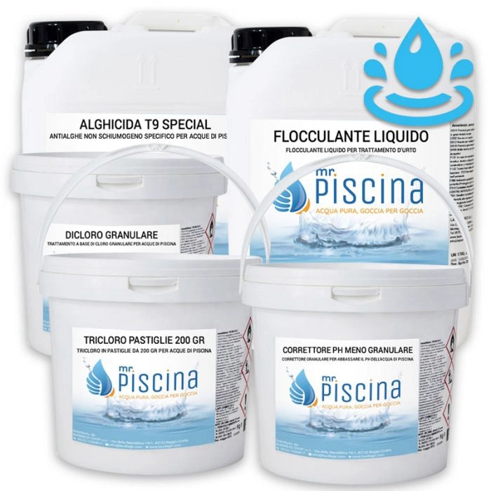 Kit mix per mantenimento acqua piscina Volume piscina: Da 100 a 200 m³