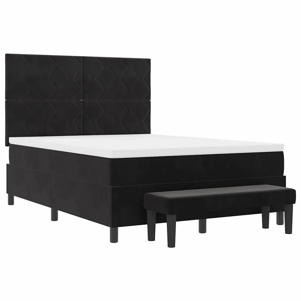 Letto a molle con materasso Nero 140 x 200 cm Velluto