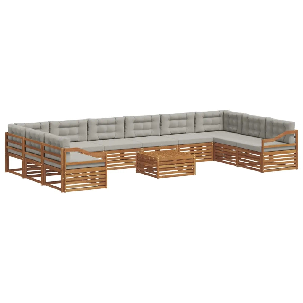Set divani con cuscino 11 pcs Grigio Naturale e Chiaro 3374266