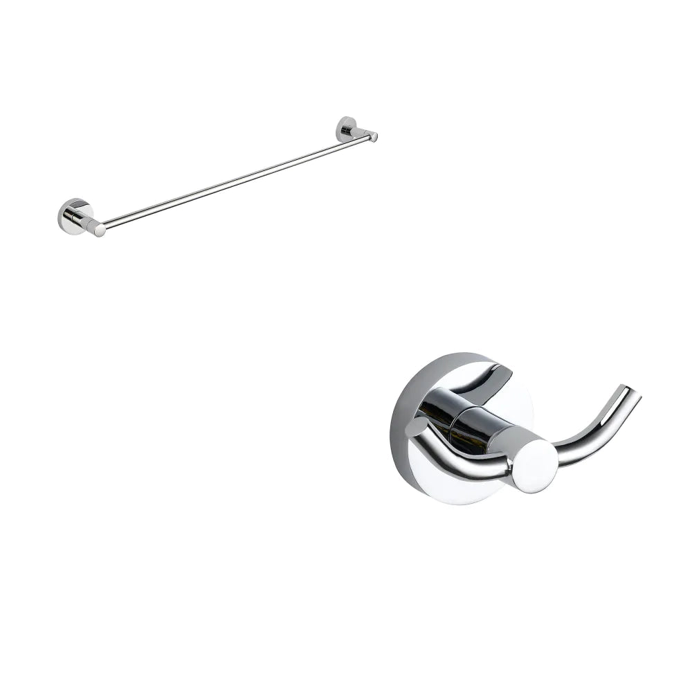 Set da bagno cromato 2 accessori: porta asciugamani 52cm e doppio appendino | Hook