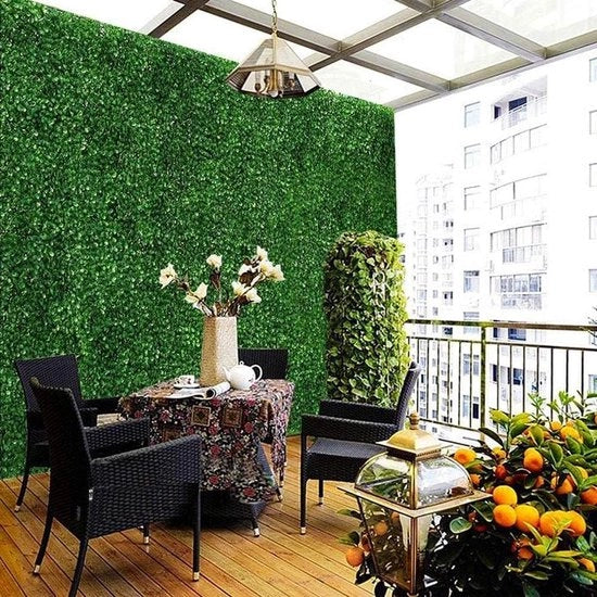 Pannello di erba sintetica - schermo di giardino - muro verde foglie di edera - schermo rotante - decorazione di fondo per terrazza e balcone - 40 x 60 cm.
