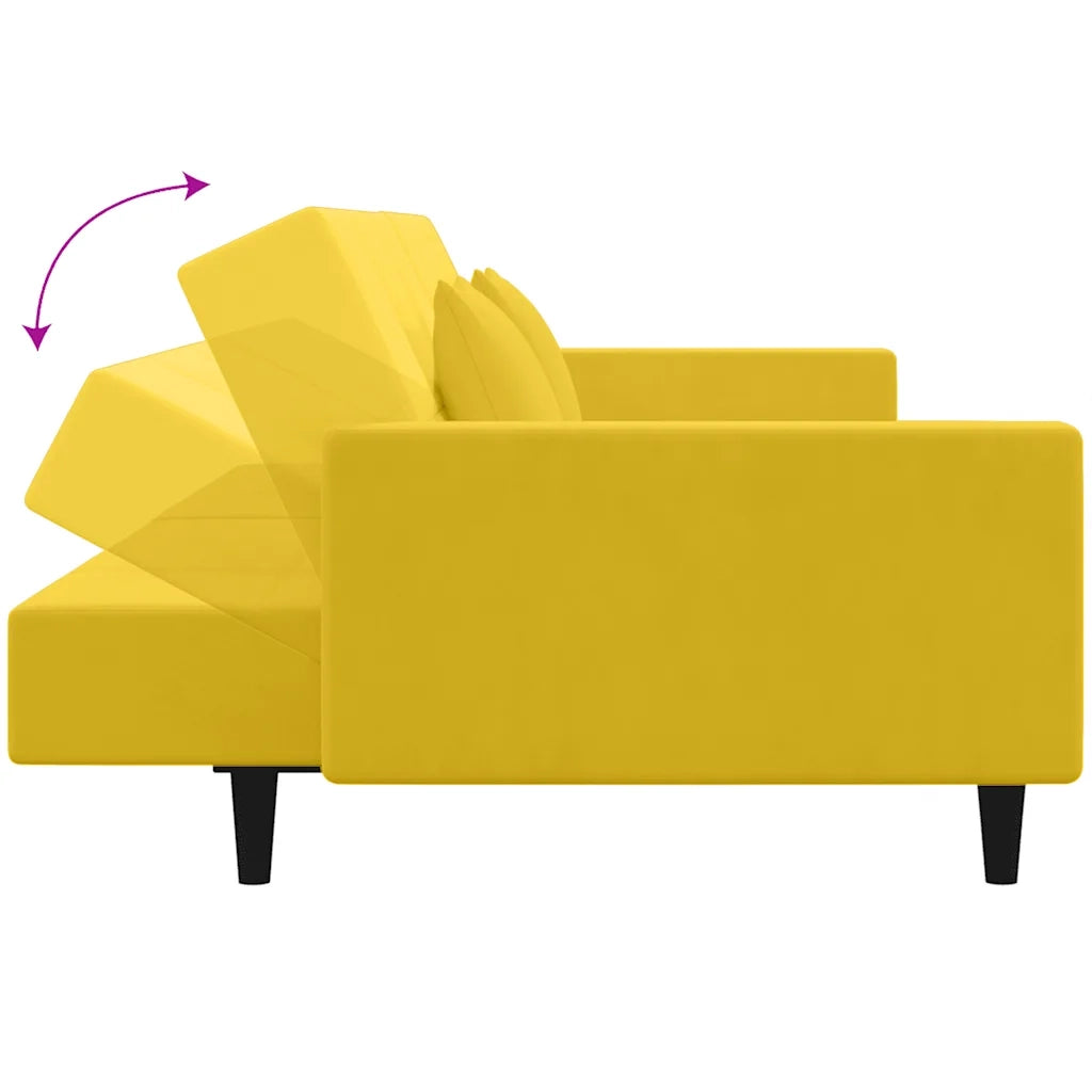 Divano letto | Sof¨¤ letto | Letto singolo a 2 Posti con 2 Cuscini Giallo in Velluto