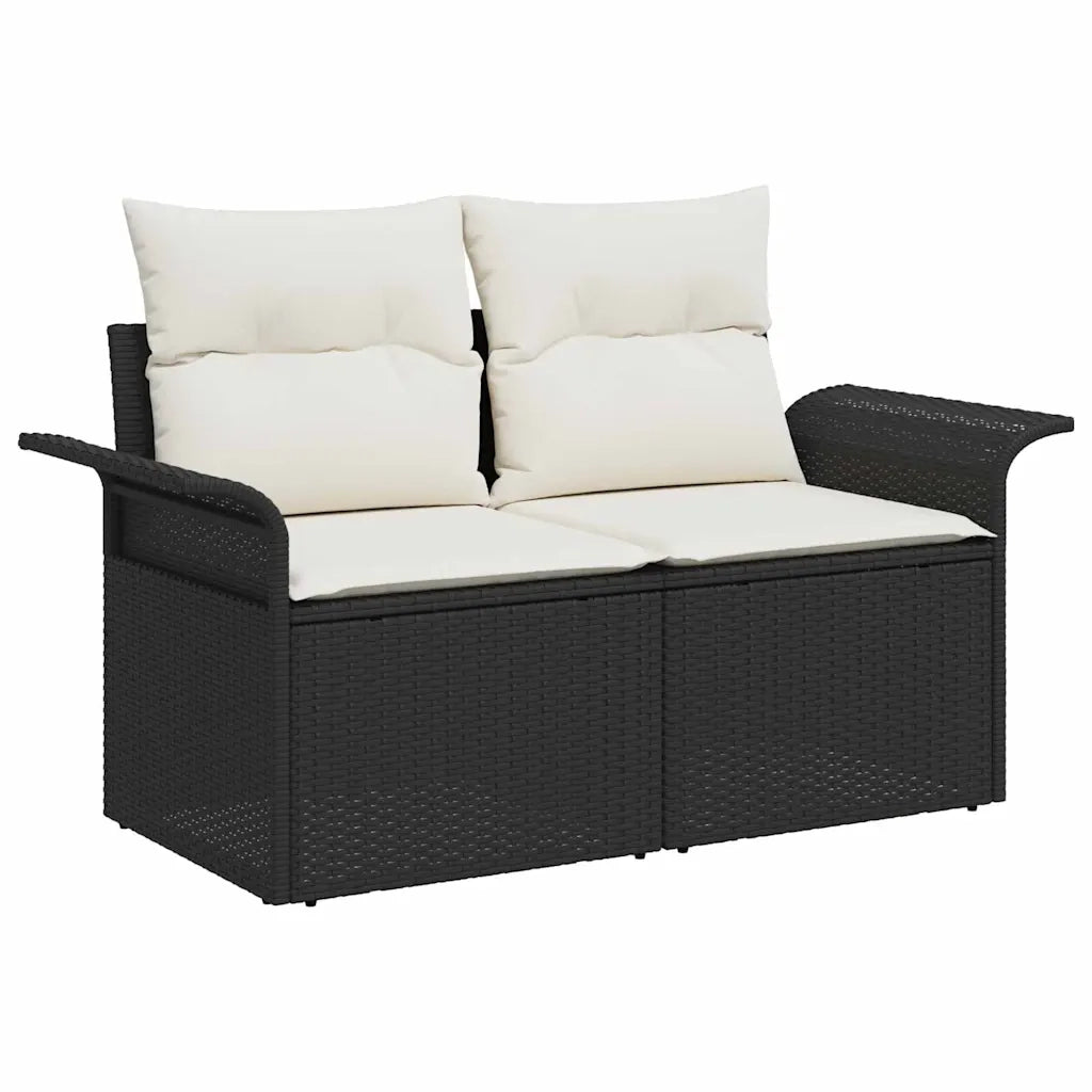 Set Divano da Giardino con archiviazione 5 pcs Nero polyrattan