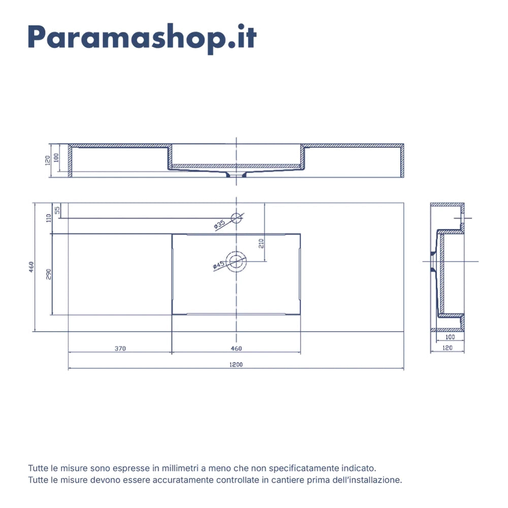 Lavabo sospeso in hpl 120cm rovere miele | Baikal