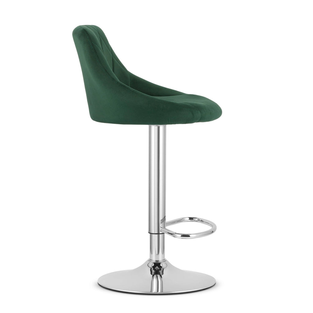 Sgabello da bar KAST in velluto verde con base cromata