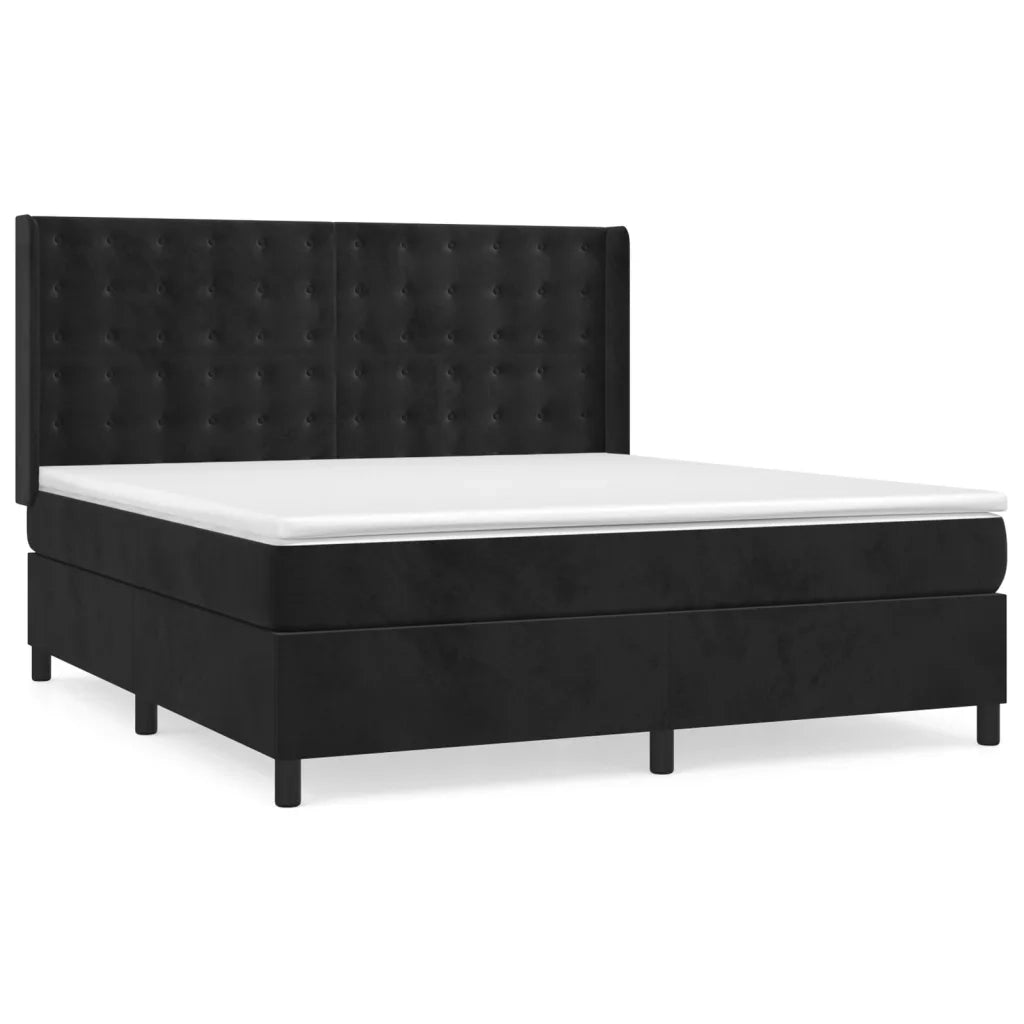 Giroletto a Molle con Materasso Nero 180x200 cm in Velluto