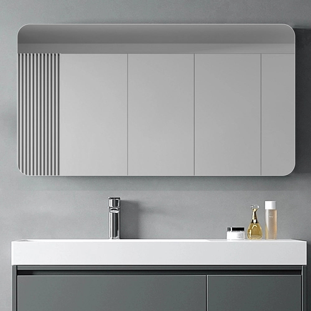Specchio da bagno senza cornice 90 × 70 cm in vetro argentato 5 mm con angoli arrotondati, montaggio orizzontale o verticale