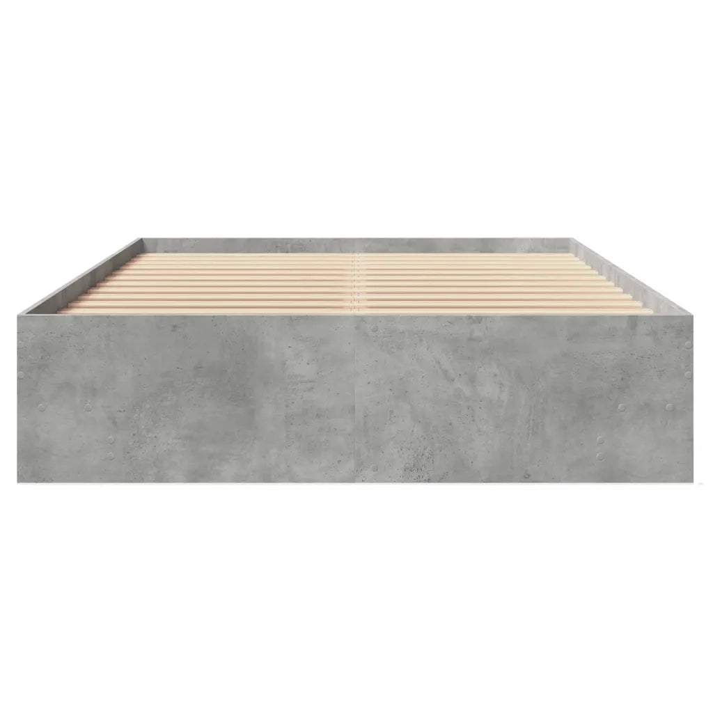 Letto matrimoniale | Letto per adulti | Giroletto Grigio Cemento 135x190 cm in Legno Multistrato