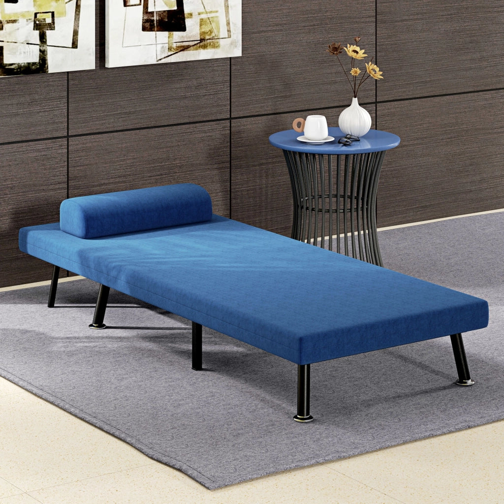 Poltrona Letto ¨C Minimal ¨C Tessuto Effetto Lino, Blu Scuro, 75x70x75 cm
