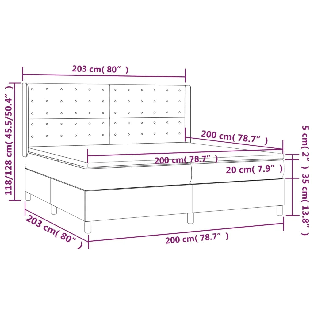 Giroletto a Molle con Materasso Grigio Scuro 200x200 cm Tessuto 3132338