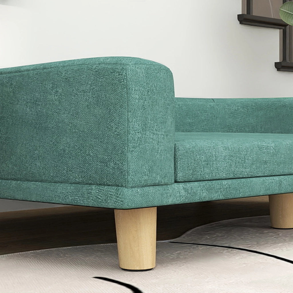 Divano per cani grandi verde in poliestere con cuscino rimovibile e gambe in legno 98 × 67 × 25 cm