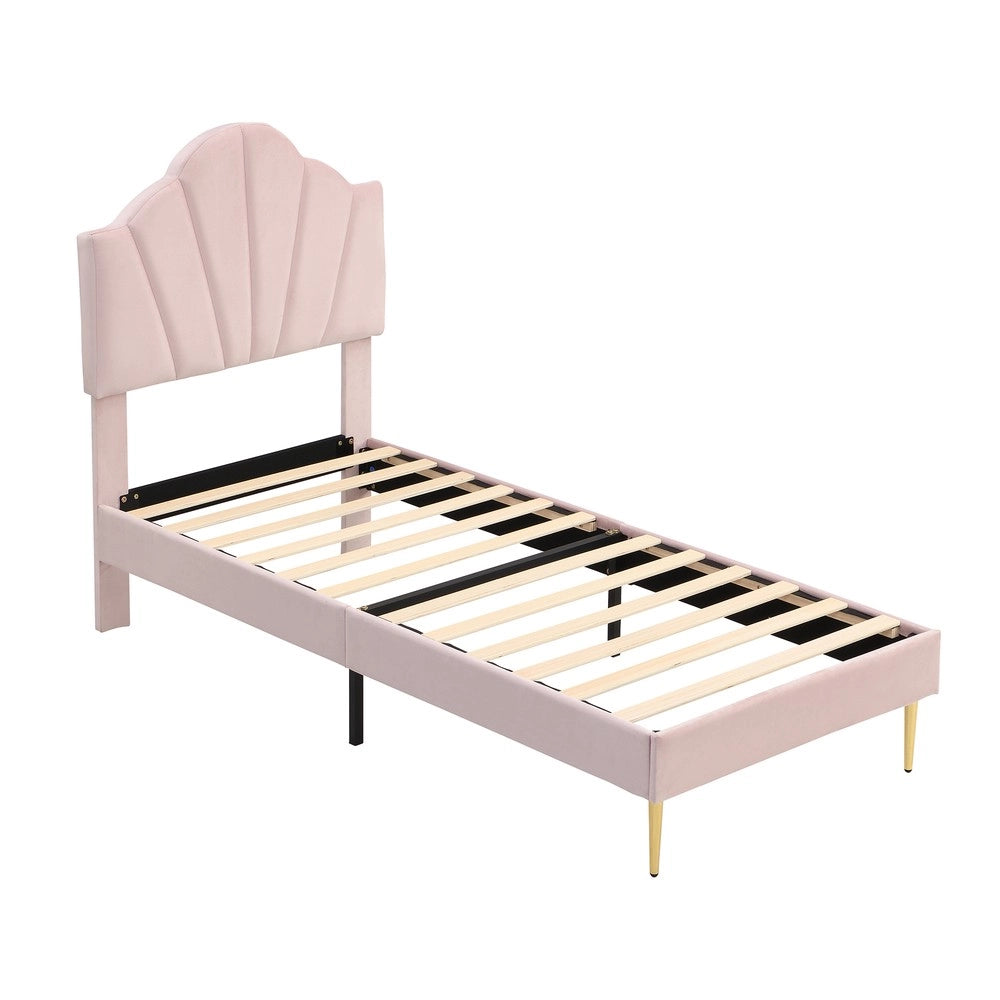 Letto Imbottito con Testiera Regolabile e Panca Contenitore ¨C Xylo ¨C Velluto Rosa 90x200