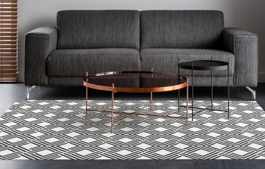 Tappeto vinilico di alta qualità geometrica nera 60x90