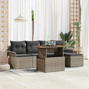 Set Divano da Giardino 6 pcs Grigio Poly Rattan