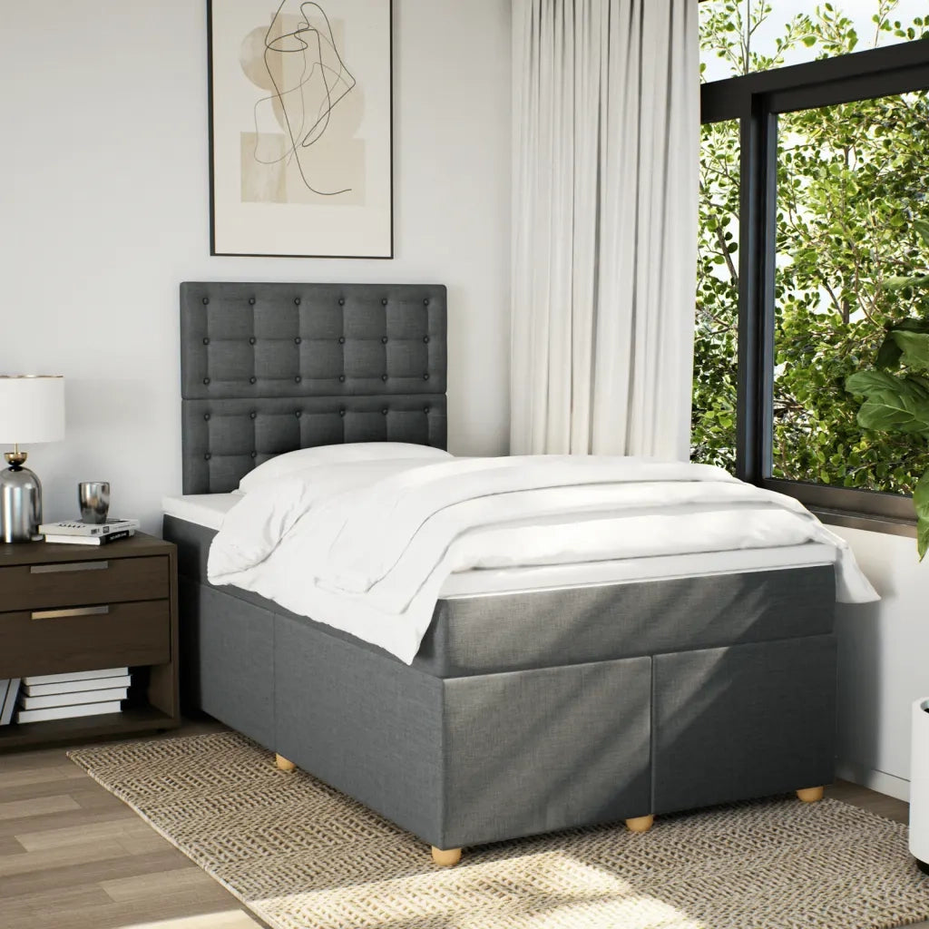 Giroletto a Molle con Materasso Grigio Scuro 120x190cm Tessuto